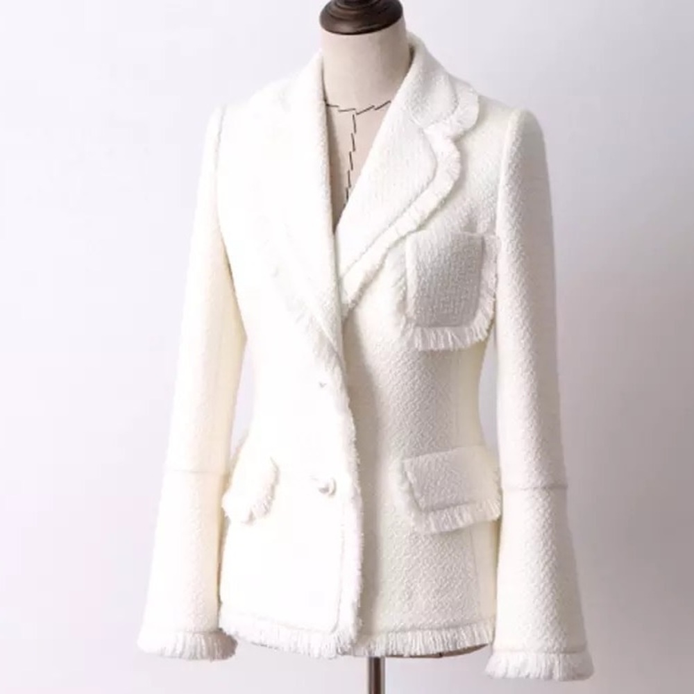 Raw Snowflake Lux Tweed Pearl Pocket Jacket Coat Blazer!